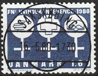 FRIMÆRKER DANMARK | 1980 - AFA 697 - FN´s Kvindekonference - 1,60 Kr. blå - Lux Stemplet Sakskøbing (Pragtmærke)
